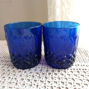 1980s AVON ROYAL SAPPHIRE ROCKS GLASSES
